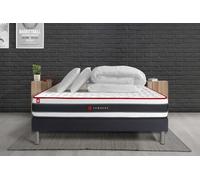 Pack Matelas Energy 140x200 + Sommier Noir + Couette + 2 Oreillers