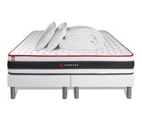 Pack Matelas Energy 160x200 + Double sommiers Blanc 80x200 + Couette + 2 oreillers | Epaisseur : 22 cm | Confort : Ferme