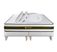 Pack matelas FLEXY 160x200 + double sommiers blanc 80x200 + Couette + 2 oreillers G
