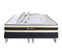 Ensemble matelas et sommier Sleepfit Pack matelas FLEXY 160x200 + double sommiers noir 80x200 + Couette + 2 oreillers