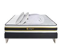 Ensemble matelas et sommier Sleepfit Pack matelas FLEXY 160x200 + sommier noir + Couette + 2 oreillers