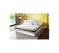 Ensemble matelas et sommier Sleepfit Pack prêt à dormir 140x200 matelas FLEXY + sommier kit blanc + 2 oreillers mémoire de forme 60x40cm + Couette Percale 240x220 cm