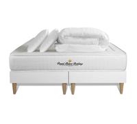 Pack matelas LANCASTER 160x200 + double sommiers blanc 80x200 + Couette + 2 oreillers