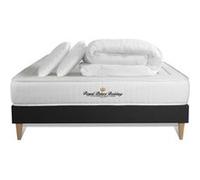 Pack matelas LANCASTER 160x200 + sommier noir + Couette + 2 oreillers