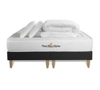 Pack matelas LANCASTER 180x200 + double sommiers noir 90x200 + Couette + 2 oreillers