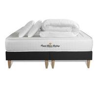 Pack matelas LANCASTER 200x200 + double sommiers noir 100x200 + Couette + 2 oreillers
