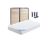 IBIZA - Pack Matelas + Lattes 140x190 + Pieds -
