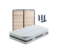 SEYCHELLES - Pack Matelas + Lattes 140x190 + Pieds - Altobuy