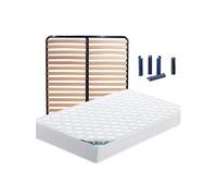 CHYPRE - Pack Matelas + Lattes 160x200 + Pieds -