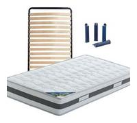 SEYCHELLES - Pack Matelas + Lattes 80x190 + Pieds -