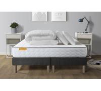 Pack matelas Memo + double sommiers gris 160x200 + 2 oreillers memoire de forme
