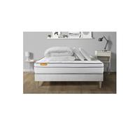 Pack Matelas Memo luxe - Ressorts ensachés et mémoire de forme - Ep : 26cm - Sommier kit Blanc avec couette et 2 oreillers