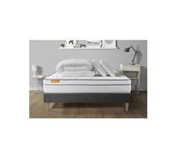 Pack Matelas Memo luxe - Ressorts ensachés et mémoire de forme - Ep : 26cm - Sommier kit Gris avec couette et 2 oreillers