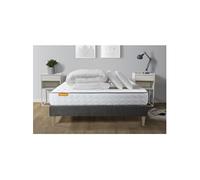 Pack Matelas Memo - Mémoire de forme - Ep : 20cm - Sommier kit Gris avec couette et 2 oreillers