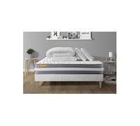 Pack Matelas Memo plus - Mémoire de forme - Ep : 24cm - Sommier kit Blanc avec couette et 2 oreillers