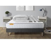 Pack Matelas Memo + Sommier Gris 140x190 + 2 Oreillers Memoire De Forme