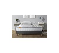 Pack matelas Memo + sommier gris 140x200 + 2 oreillers mémoire de forme