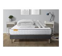 Pack matelas Memo + sommier gris 160x200 + 2 oreillers memoire de forme