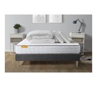 Pack matelas Memo + sommier kit gris 140x190 + 2 oreillers memoire de forme