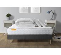 Pack Matelas Memo + Sommier Kit Gris 160x200 + 2 Oreillers Memoire De Forme