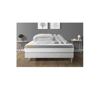 Pack Matelas Memo zen - Mémoire de forme - Ep : 26cm - Sommier kit Blanc avec couette et 2 oreillers