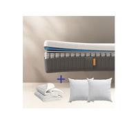 EMMA | Pack Matelas Original II 160x200 + Couette + 2 Oreillers Nuage Essentiel | Ressorts + Mousse à Mémoire de Forme | 5 Couches