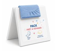 Pack Matelas Pliant 60x120 + Drap Housse Éponge Bleu - Idéal Voyage - Déhoussable Et Sain Bleu 60X120