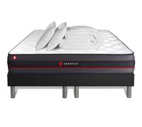 Pack Matelas Regen 200x200 + Double sommiers Noir 100x200 + Couette + 2 oreillers | Epaisseur : 24 cm | Confort : Ferme