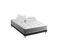 Pack Matelas Ressort 7 zones + Sommier + couette + oreillers Fabriqué en France MAX 140 x 190 , Sommier Noir G