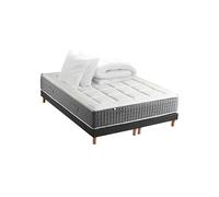Pack Matelas Ressort 7 zones + Sommier + couette + oreillers Fabriqué en France MAX 2x80 x 200 , Sommier Noir G