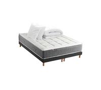 Pack Matelas Ressort 7 zones + Sommier + couette + oreillers Fabriqué en France MAX 2x90 x 200 , Sommier Noir G