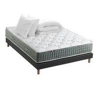 Ensemble matelas Ressort 7 zones HYGGE + Sommier + couette + oreillers Fabriqué en France 140 x 190 cm, Sommier - Noir