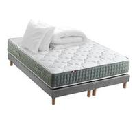 Pack matelas Ressort 7 zones HYGGE + Sommier + couette + oreillers Fabriqué en France 2x80 x 200 cm, Sommier - Gris chiné