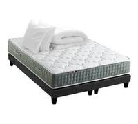 Pack matelas Ressort 7 zones HYGGE + Sommier + couette + oreillers Fabriqué en France 2x80 x 200 cm, Sommier Noir G