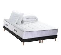 Pack Matelas Ressort 7 zones + Mémoire de forme + Sommier + couette + oreillers BELLAGIO 2 Fabriqué en France 2x90 x 200 cm, Sommier Noir G
