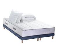 Pack Matelas Ressort 7 zones + Mémoire de forme + Sommier + couette + oreillers BELLAGIO 2 Fabriqué en France 2x90 x 200 cm, Sommier Bleu denim G