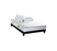 Ensemble Matelas Ressort 7 zones + Mémoire de forme + Sommier + couette + oreillers BELLAGIO Fabriqué en France 140 x 190 cm