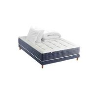 Pack Matelas Ressort 7 Zones Memoire De Forme Sommier Couette Oreillers King Style 140x190.