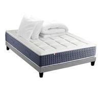 Ensemble Matelas Ressort 7 zones + Mémoire de forme + Sommier KING STYLE + couette + oreillers - Fabriqué en France 160 x 200 cm, Sommier - Gris chiné