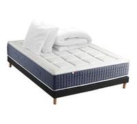 Ensemble Matelas Ressort 7 zones + Mémoire de forme + Sommier KING STYLE + couette + oreillers - Fabriqué en France 140 x 190 cm, Sommier - Noir