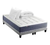 Pack Matelas Ressort 7 zones + Mémoire de forme + Sommier KING STYLE + couette + oreillers Fabriqué en France 2x90 x 200 cm, Sommier Gris chiné G