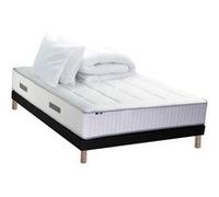Pack matelas Ressort 7 zones + sommier + oreiller + couette FABRICATION FRANCAISE 140 x 190 cm, Sommier Noir G