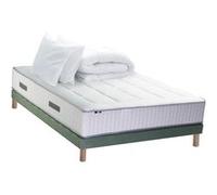 Pack matelas Ressort 7 zones + sommier + oreiller + couette FABRICATION FRANCAISE 140 x 190 cm, Sommier Vert celadon G