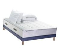 Pack matelas Ressort 7 zones + sommier + oreiller + couette FABRICATION FRANCAISE 160 x 200 cm, Sommier Bleu denim G