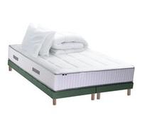 Pack matelas Ressort 7 zones + sommier + oreiller + couette - FABRICATION FRANCAISE 2x80 x 200 cm, Sommier - Vert celadon