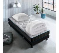 Pack Matelas ressorts ensachés 90x190 cm ATMOSPHERE + couette + oreiller , 7 zones de confort, tissu stretch luxe, garanti 10 ans