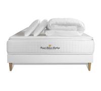 Pack Matelas Ressorts Ensaches + Memoire De Forme Maxi Epaisseur George V 180x200cm + Sommier Kit Blanc + 2 Oreillers De Memoire