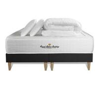 Pack matelas ressorts ensaches + memoire de forme maxi epaisseur Windsor 160x200cm + double sommier Noir 80x200 cm