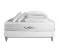 Pack Matelas Ressorts Ensaches Sommier Kit Blanc + Memoire De Forme Maxi Epaisseur Windsor 140x190cm + 2 Oreillers + 1 Couette 2