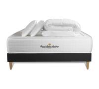 Pack Matelas Ressorts Ensaches Sommier Kit Noir + Memoire De Forme Maxi Epaisseur Windsor 140x190cm + 2 Oreillers + 1 Couette 24